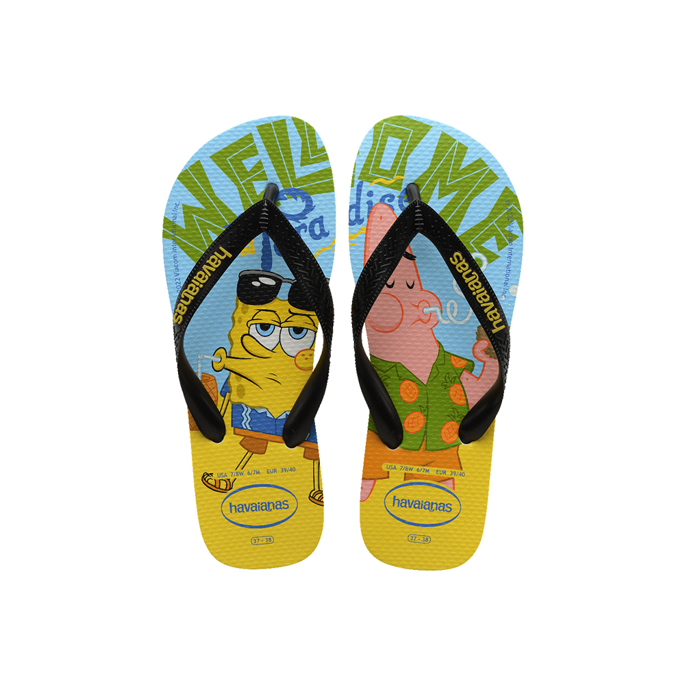 Havaianas Kids Top Spongebob - Tongs Enfant Jaune Citron Bob L'Éponge, Confort Légendaire Brésilien