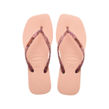 Slim Square Logo Metallic Flip Flops