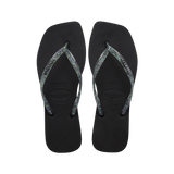 Slim Square Logo Metallic Flip Flops