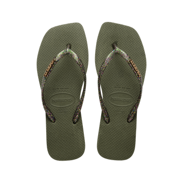 Slim Square Logo Metallic Flip Flops