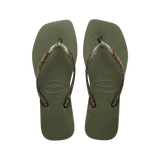 Slim Square Logo Metallic Flip Flops