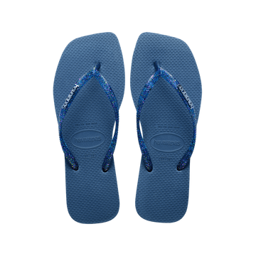 Slim Square Logo Metallic Flip Flops