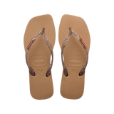 Slim Square Logo Metallic Flip Flops